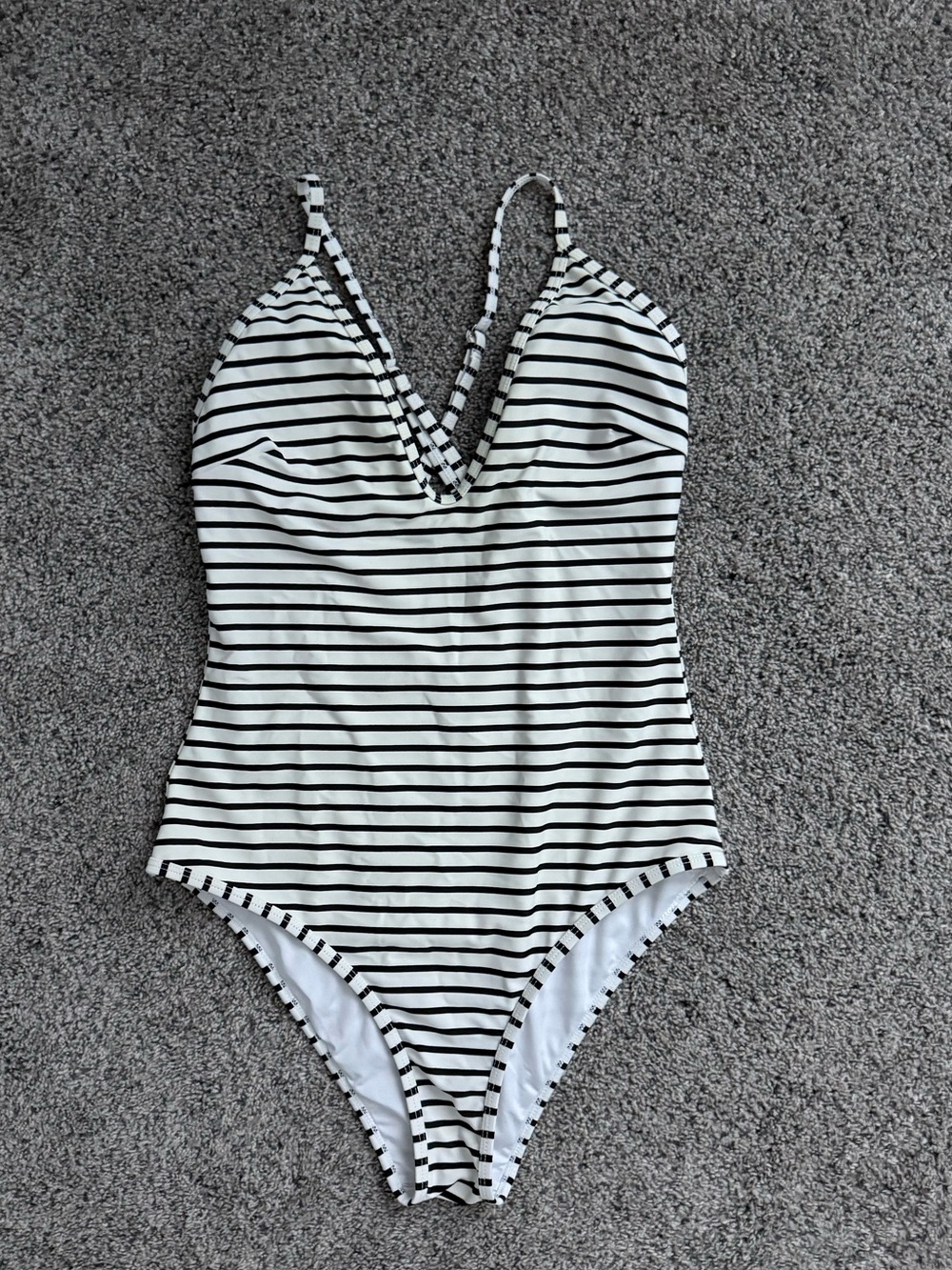 Women’s Black & White Striped One-Piece Swimsuit